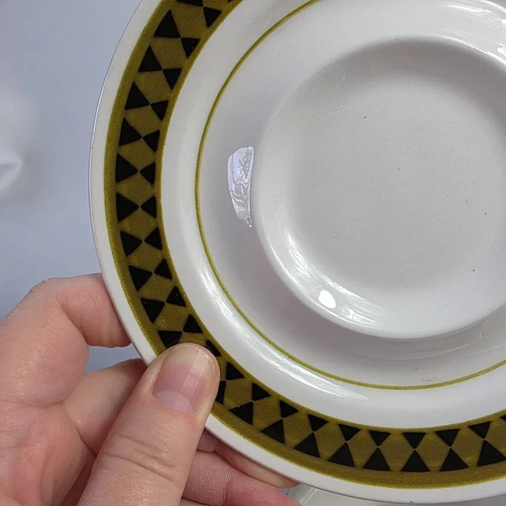 TWO Mikasa Mediterrania Dominique & Avocado Green Cup & Saucer Sets